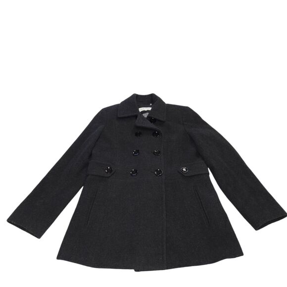 Calvin Klein Womens Size 8 Coat Black Wool Blend Double Breasted Peacoat Trench - Picture 4 of 12